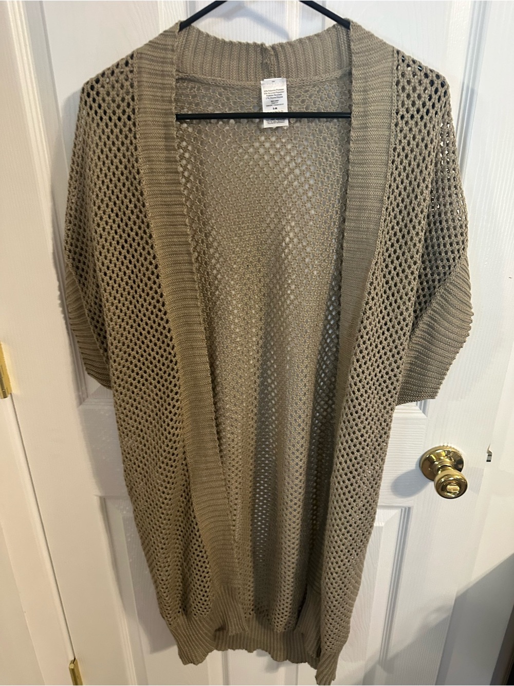 Knit Open-Front Women's Cardigan Sweater in Taupe